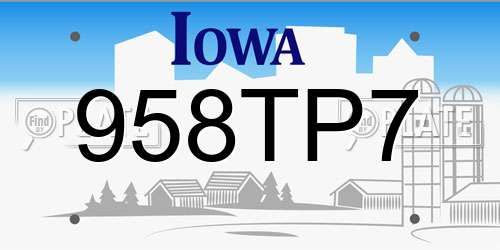 958TP7 Iowa License Plate