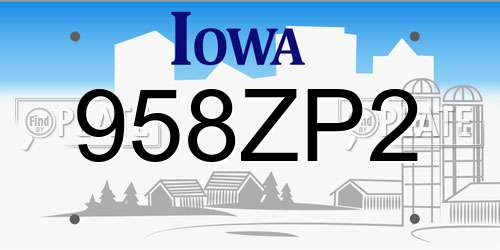 958ZP2 Iowa License Plate