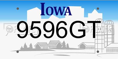 9596GT Iowa License Plate