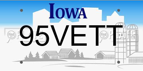 95VETT Iowa License Plate