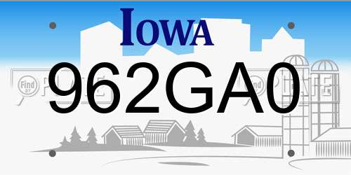 962GA0 Iowa License Plate