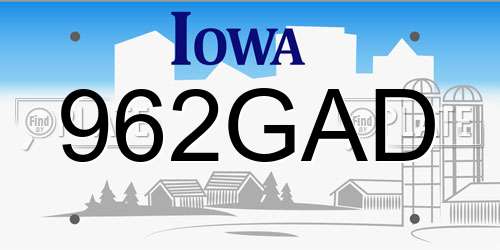 962GAD Iowa License Plate
