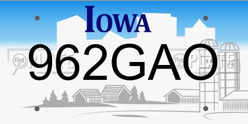 962GAO Iowa License Plate