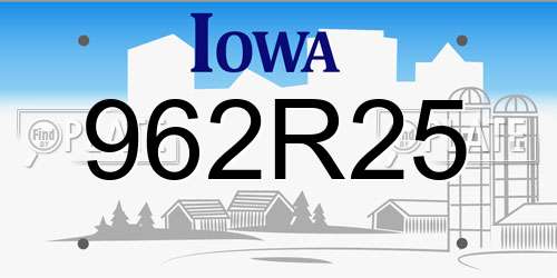 962R25 Iowa License Plate
