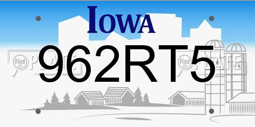 962RT5 Iowa License Plate