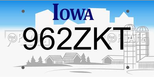 962ZKT Iowa License Plate