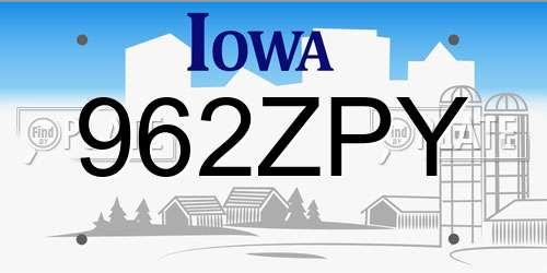 962ZPY Iowa License Plate