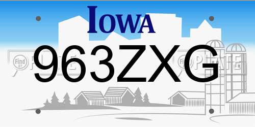 963ZXG Iowa License Plate