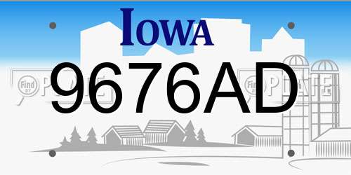 9676AD Iowa License Plate
