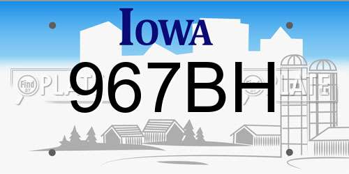 967BH Iowa License Plate