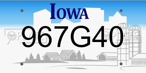 967G40 Iowa License Plate