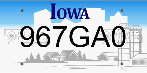 967GA0 Iowa License Plate