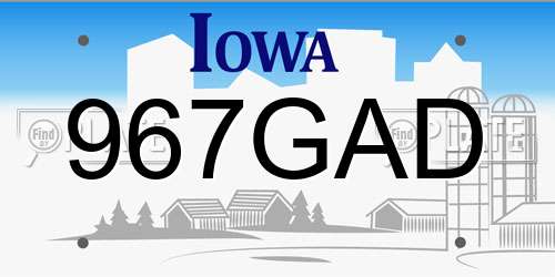 967GAD Iowa License Plate