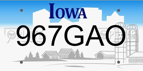 967GAO Iowa License Plate