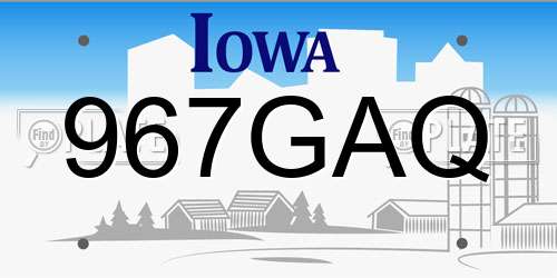 967GAQ Iowa License Plate