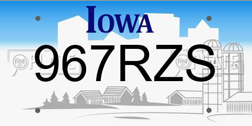 967RZS Iowa License Plate