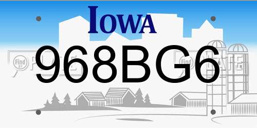 968BG6 Iowa License Plate