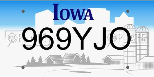 969YJO Iowa License Plate