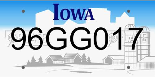 96GG017 Iowa License Plate