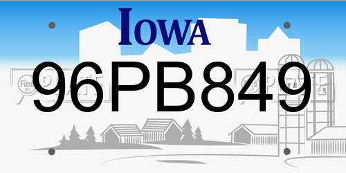 96PB849 Iowa License Plate
