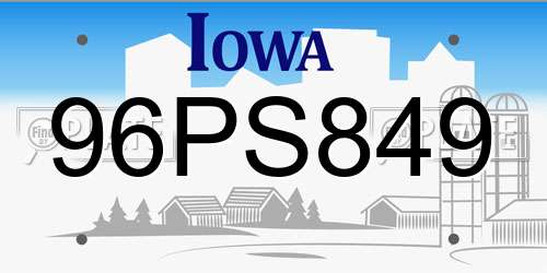 96PS849 Iowa License Plate