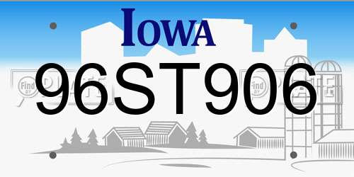 96ST906 Iowa License Plate