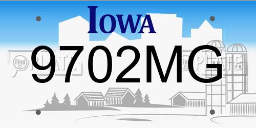 9702MG Iowa License Plate