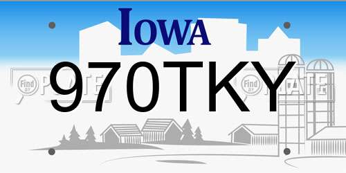 970TKY Iowa License Plate