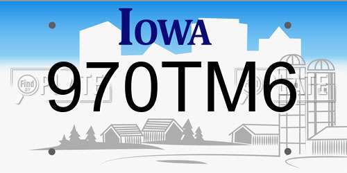 970TM6 Iowa License Plate