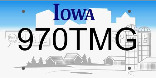 970TMG Iowa License Plate