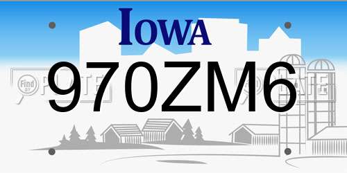 970ZM6 Iowa License Plate