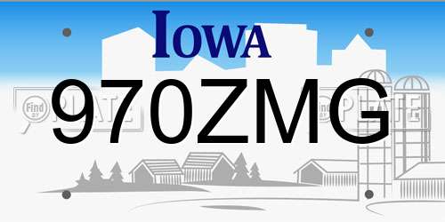 970ZMG Iowa License Plate