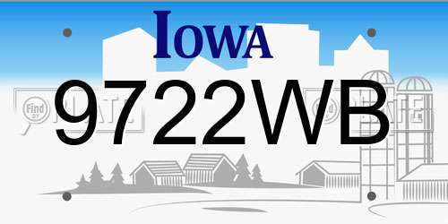 9722WB Iowa License Plate