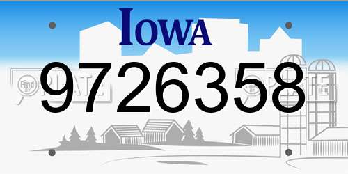 9726358 Iowa License Plate