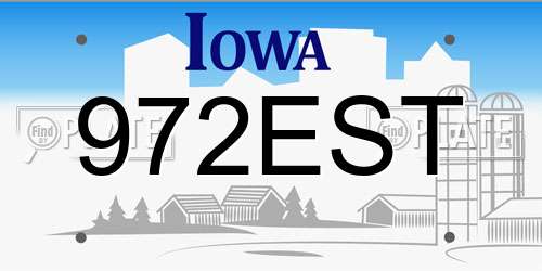 972EST Iowa License Plate