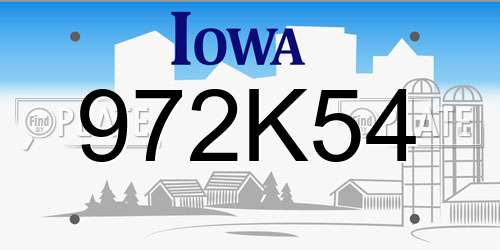 972K54 Iowa License Plate
