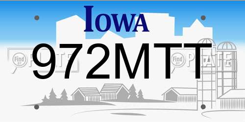 972MTT Iowa License Plate