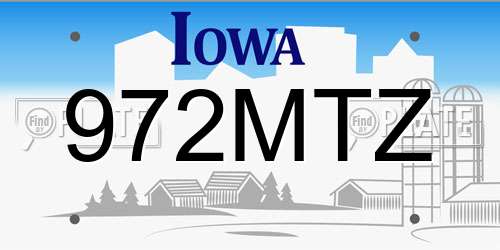 972MTZ Iowa License Plate