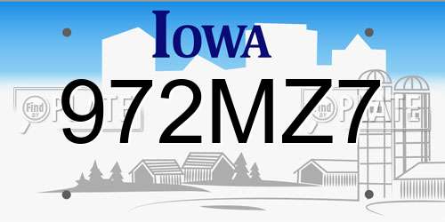 972MZ7 Iowa License Plate