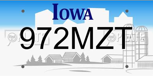 972MZT Iowa License Plate