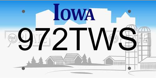 972TWS Iowa License Plate