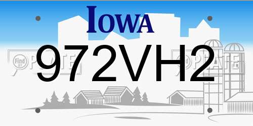 972VH2 Iowa License Plate