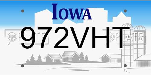972VHT Iowa License Plate