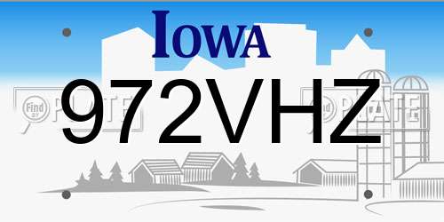 972VHZ Iowa License Plate