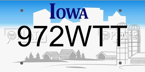972WTT Iowa License Plate