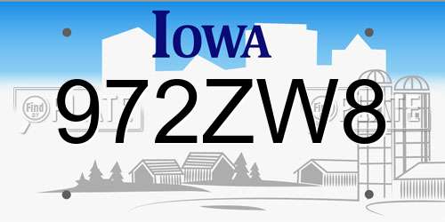 972ZW8 Iowa License Plate