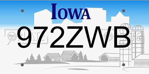 972ZWB Iowa License Plate