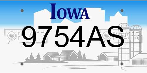 9754AS Iowa License Plate