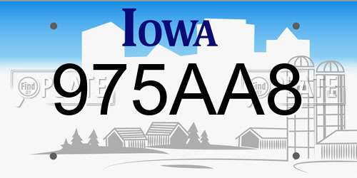 975AA8 Iowa License Plate