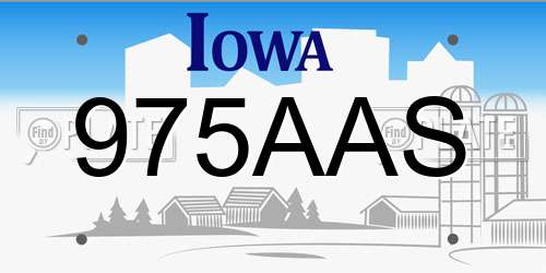 975AAS Iowa License Plate